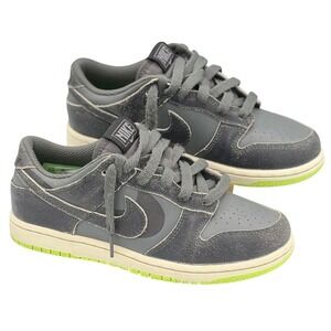 Nike Dunk Low GS Casual Sneakers Grey Neon Green Youth Size 2.5Y DQ6216 001
